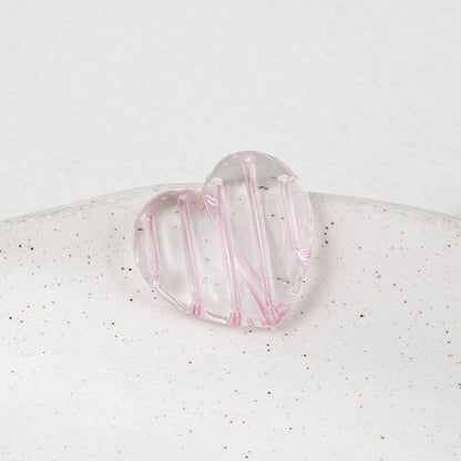 22mm Heart Shaped Transparent Color Stripe Acrylic Beads 50pcs 13