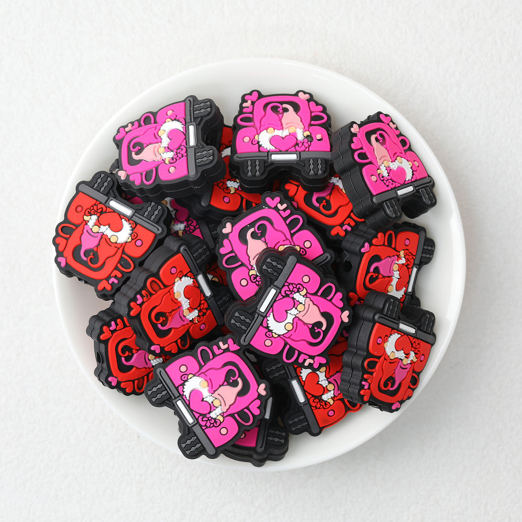Valentine Day Dwarf Heart Car Silicone Focal Beads 20Pcs  2