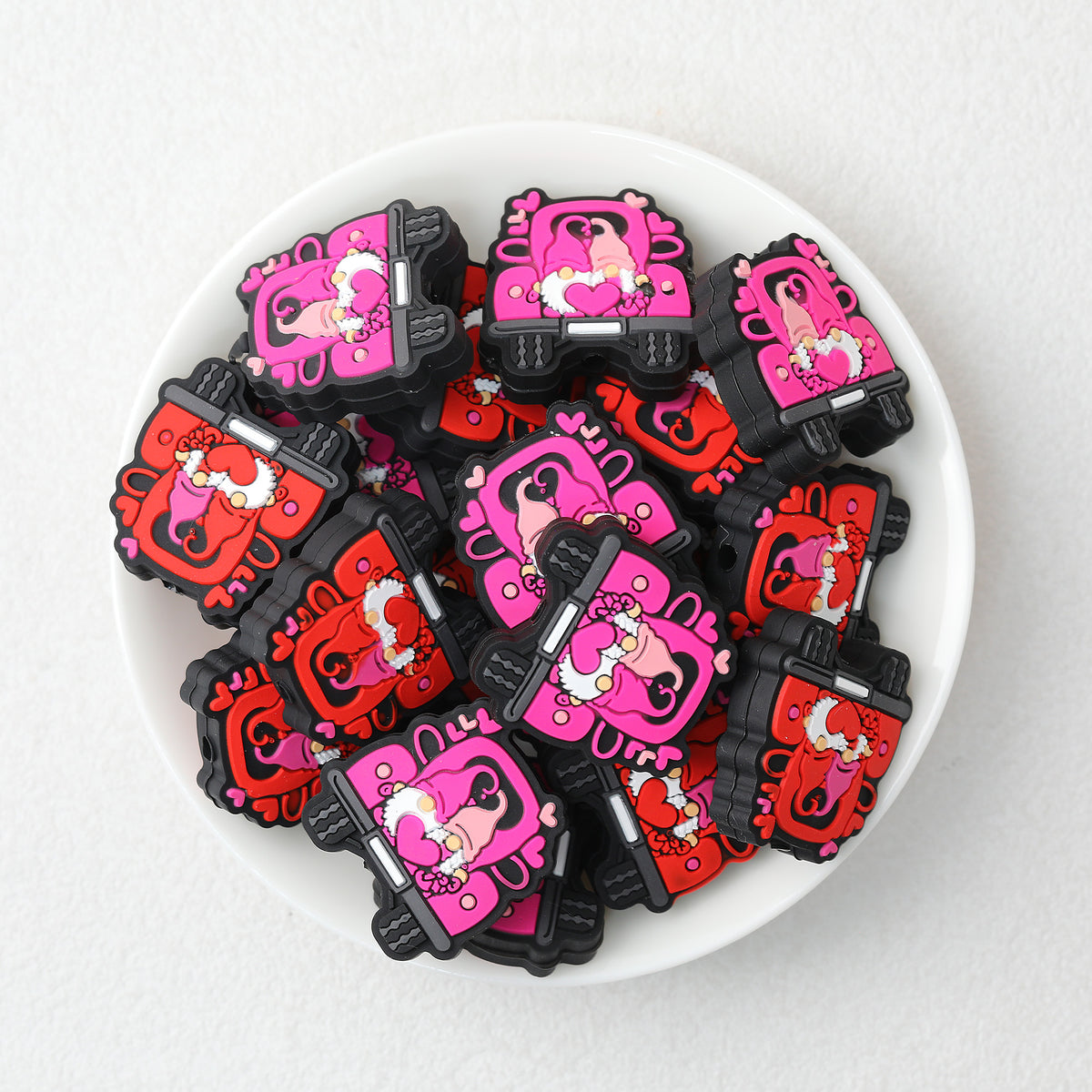 Valentine Day Dwarf Heart Car Silicone Focal Beads 20Pcs  2