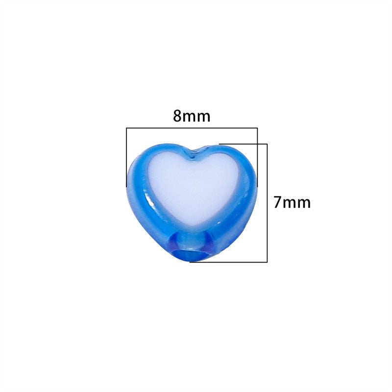 Makaron Heart Acrylic Beads 8x7mm Two Tone Translucent 60pcs 5