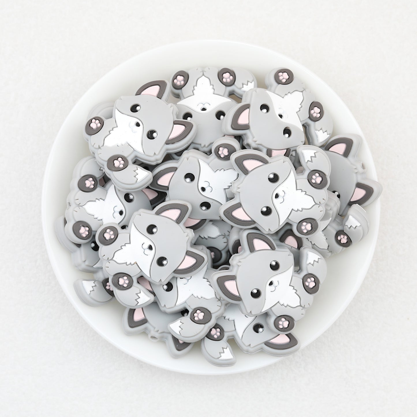 Cute Sitting Fox Silicone Focal Beads 20pcs 7