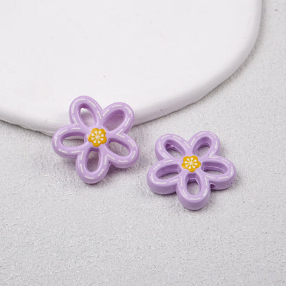 Hollow Dotted Line Sakura Flower Acrylic Beads 25mm 20pcs 9