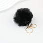 Pom Pom Keychain Fluffy Imitation Rex Rabbit Fur Ball 8cm With Lobster Clasp - 24# Black