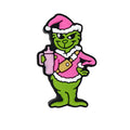 Silicone Focal Beads Christmas Grinch Holding Pink Water Bottles