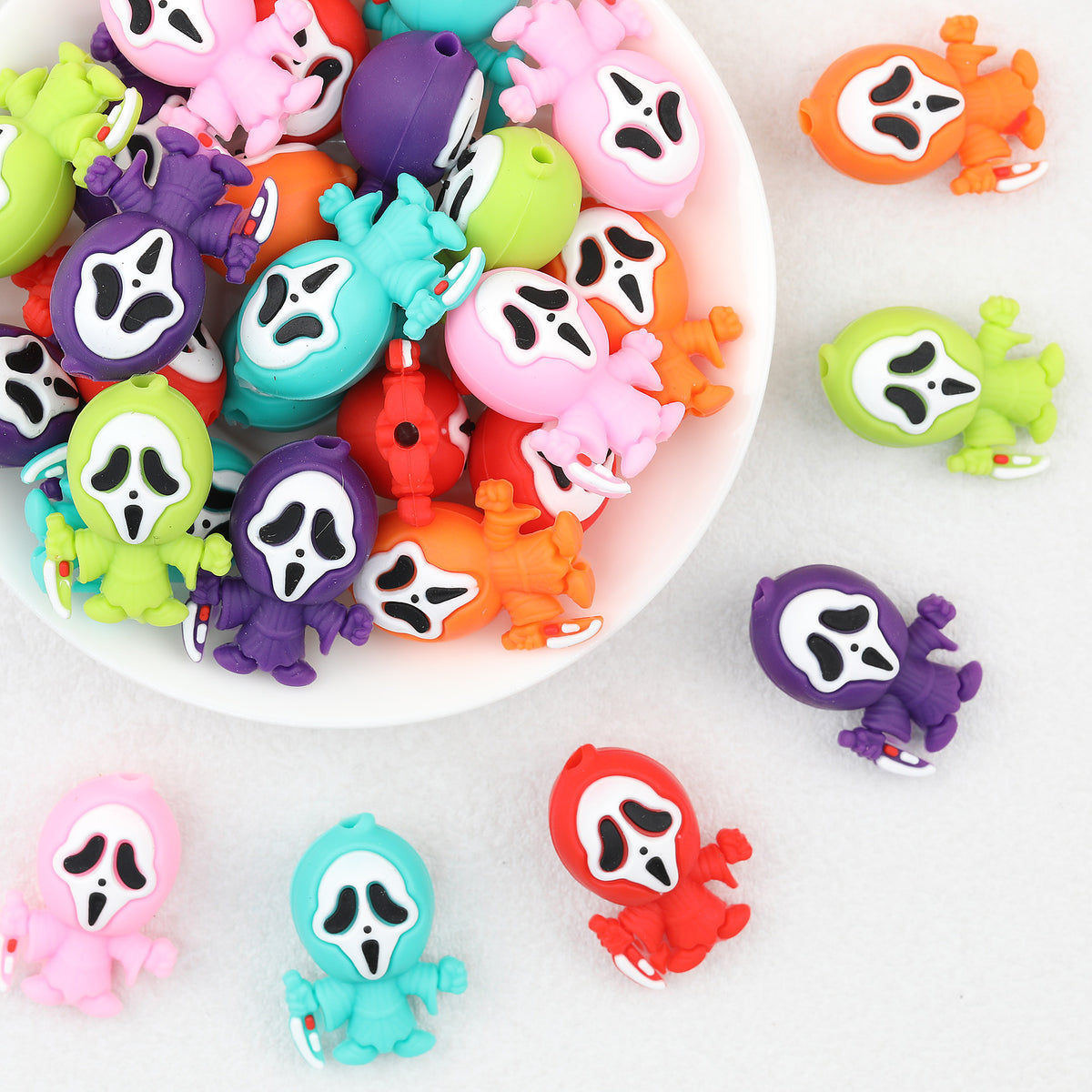 3D Halloween Colored Grimace Silicone Focal Beads 20Pcs 