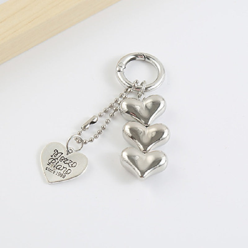 Alloy Silver Heart Keychain with Dangling Tag 6
