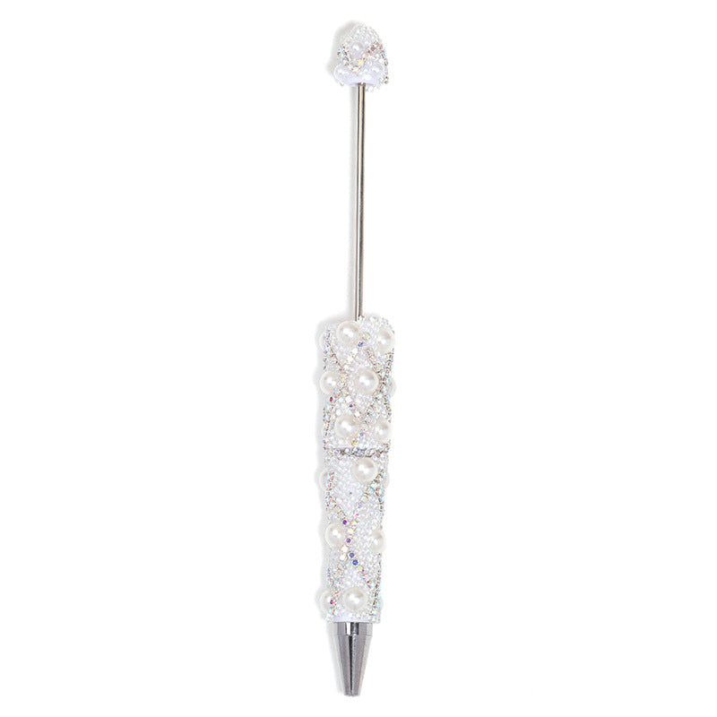 Beadable Pen with Rhinestone Pearl Chain Multicolor Rotating 5 Pcs 8