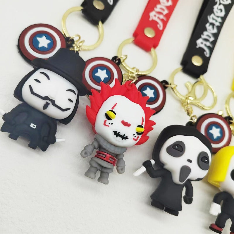 PVC Halloween Keychain Soft Rubber Spooky Clown Ghoul Figures 2