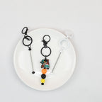 Beadable Keychain Bar Metal Slender Shaft Polished Ball Lobster Clasp