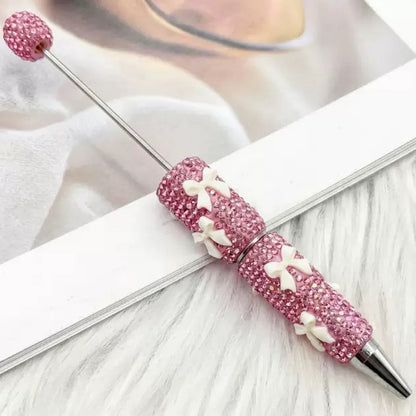Beadable Pen with Rhinestone Bow Decoration 27