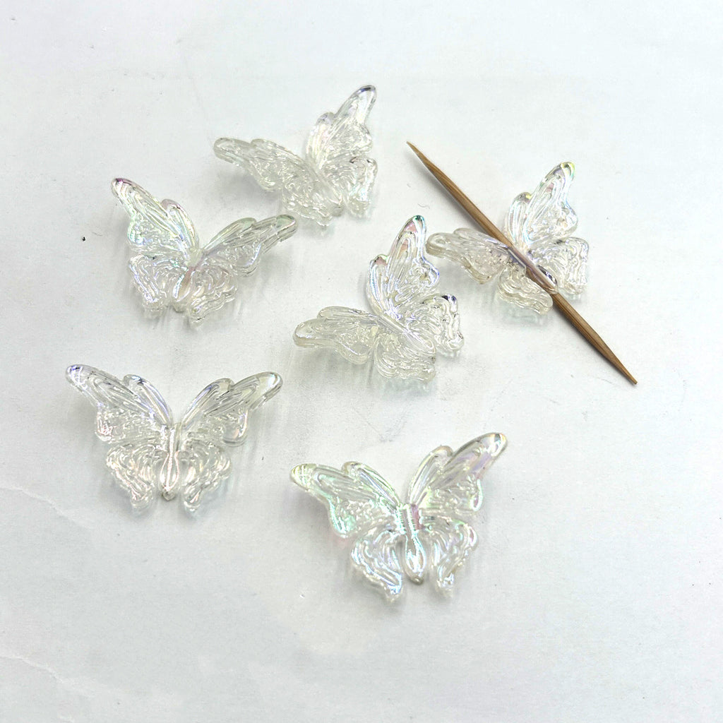Transparent Butterfly Acrylic Beads 22x33mm Vertical Hole 1pc 2