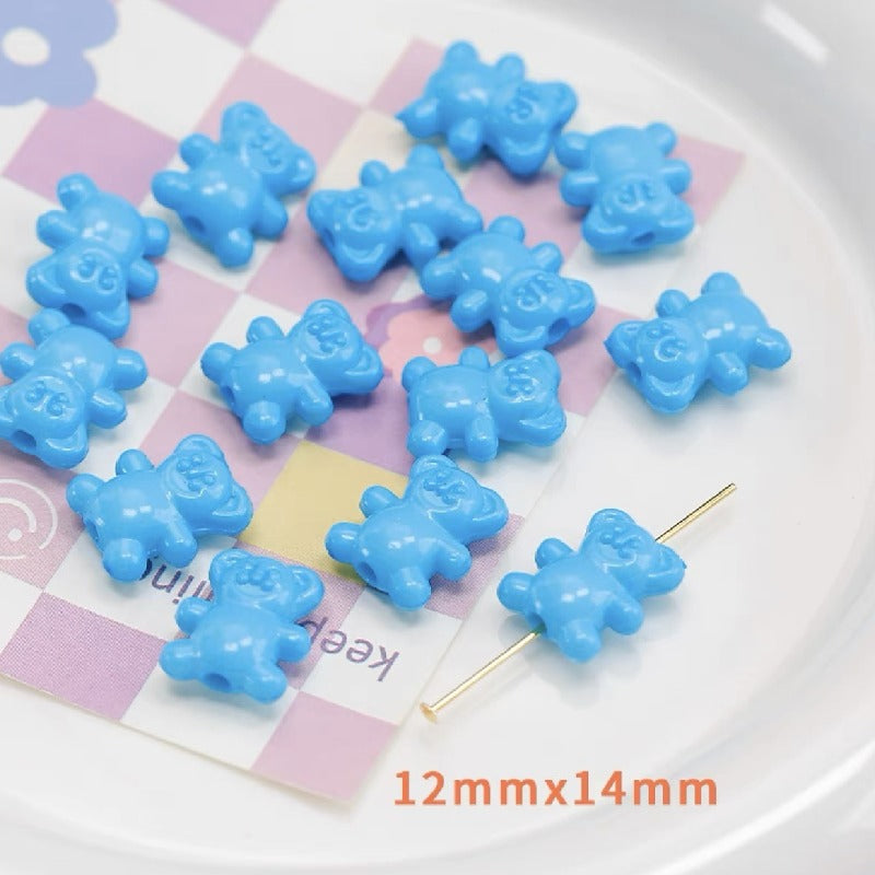 Colorful Bear Acrylic Beads 12x14mm Playful Design 20pcs 7