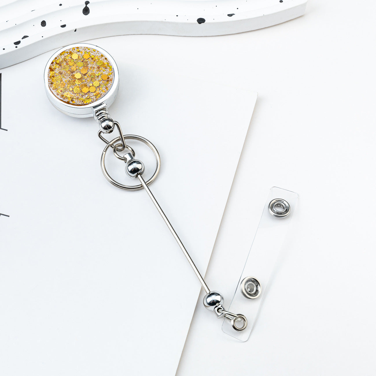 Beadable Badge Bar Reels With Glitter