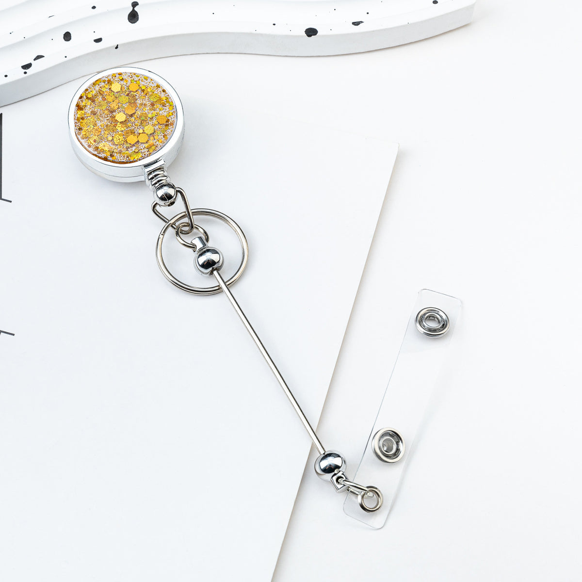 Beadable Badge Bar Reels With Glitter