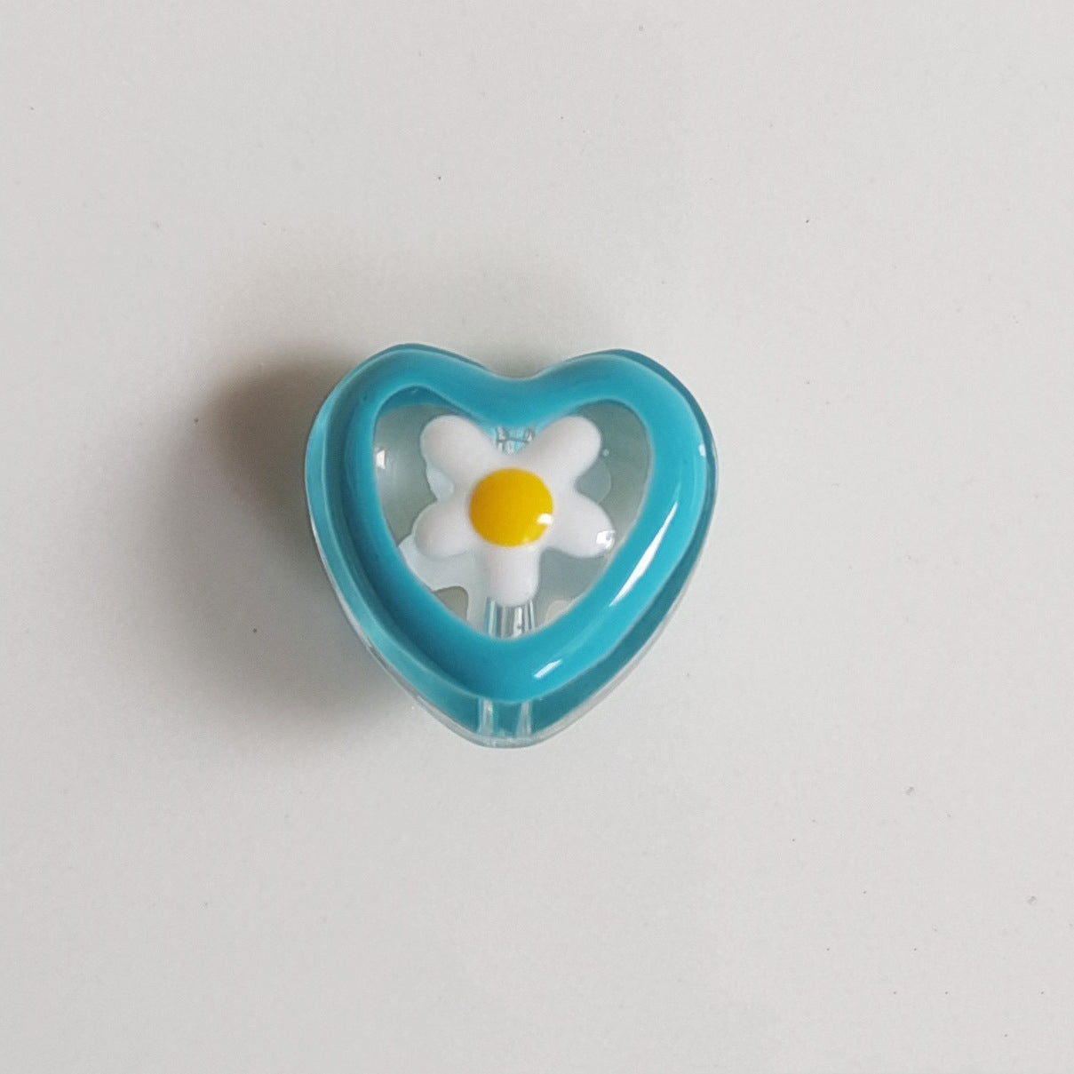 Hand Painted Flower Pattern Heart Enamel Glass Beads 12mm 20pcs 8
