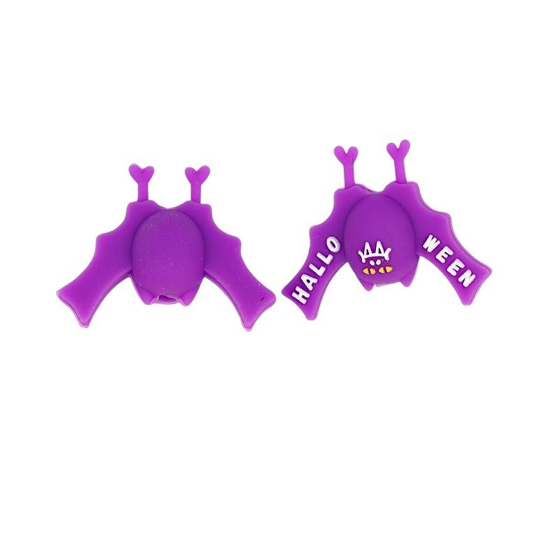 Silicone 3D Focal Beads Halloween Inverted Bat Halloween Text 20pcs 2
