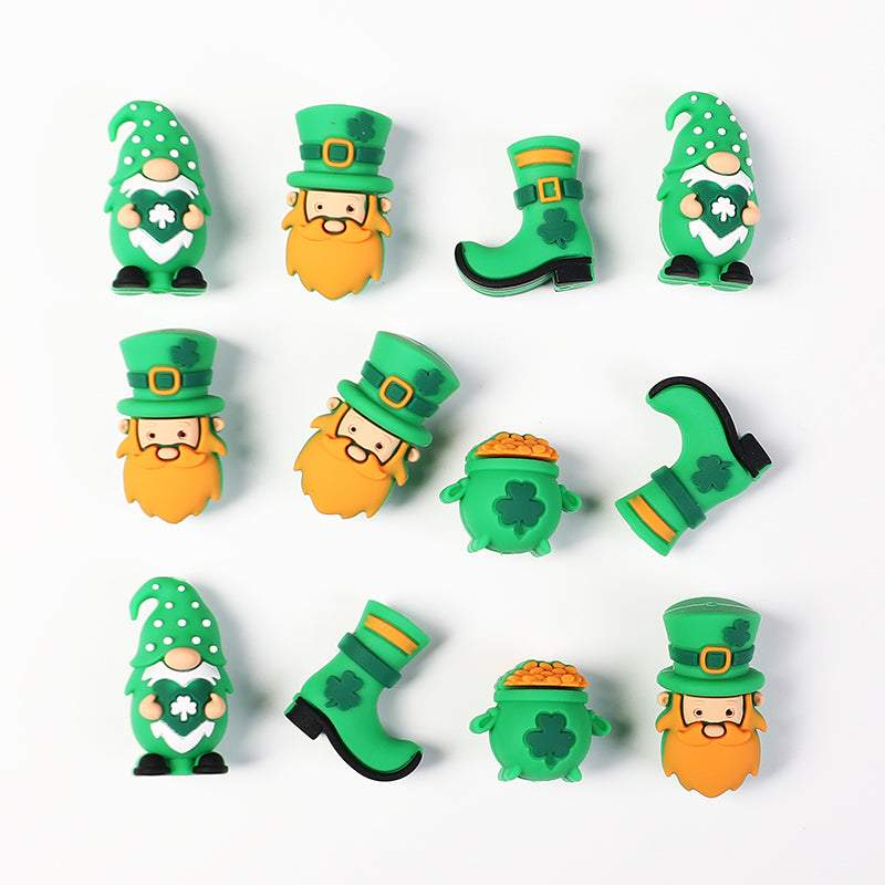 Silicone 3D Focal Beads St Patricks Day Lucky Hat With Clover Detail 20pcs 3
