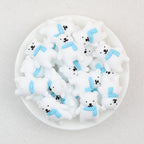 3D Winter Blue Scarf Bear Silicone Focal Beads