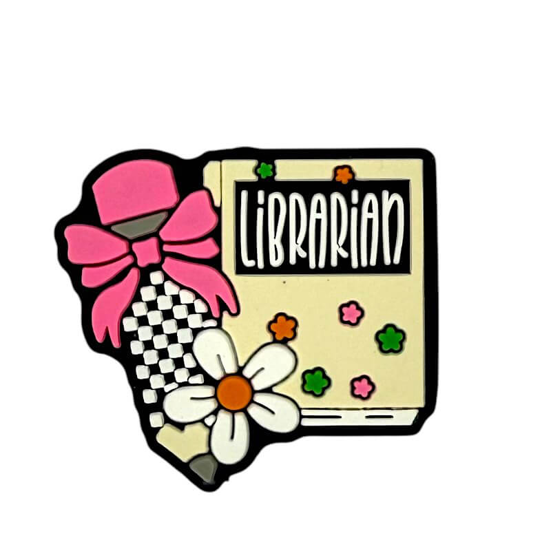 Silicone Focal Beads Librarian Colorful Books Pink Bow Daisy 20pcs 2