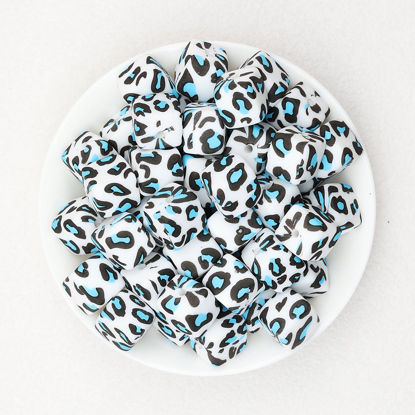 13.5mm Square Leopard Print Silicone Beads 50pcs - 6