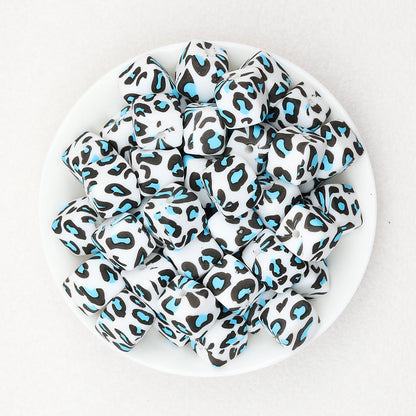 13.5mm Square Leopard Print Silicone Beads 50pcs - 6