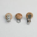 Beech Wood Round Pacifier Clip with Three Holes 30mm - 30mm with holes