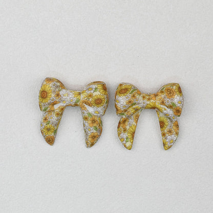 3D Printed Bow Shape Silicone Beads Colorful Pattern 10pcs - 2