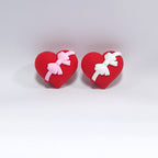 Silicone 3D Focal Beads Valentine Bow Heart Wrapped in Bow 20pcs