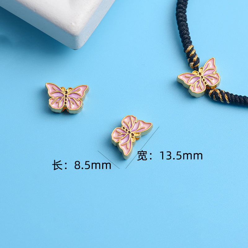 Butterfly Metal Beads 13mm Painted Double-Sided Zinc Alloy 10pcs 2