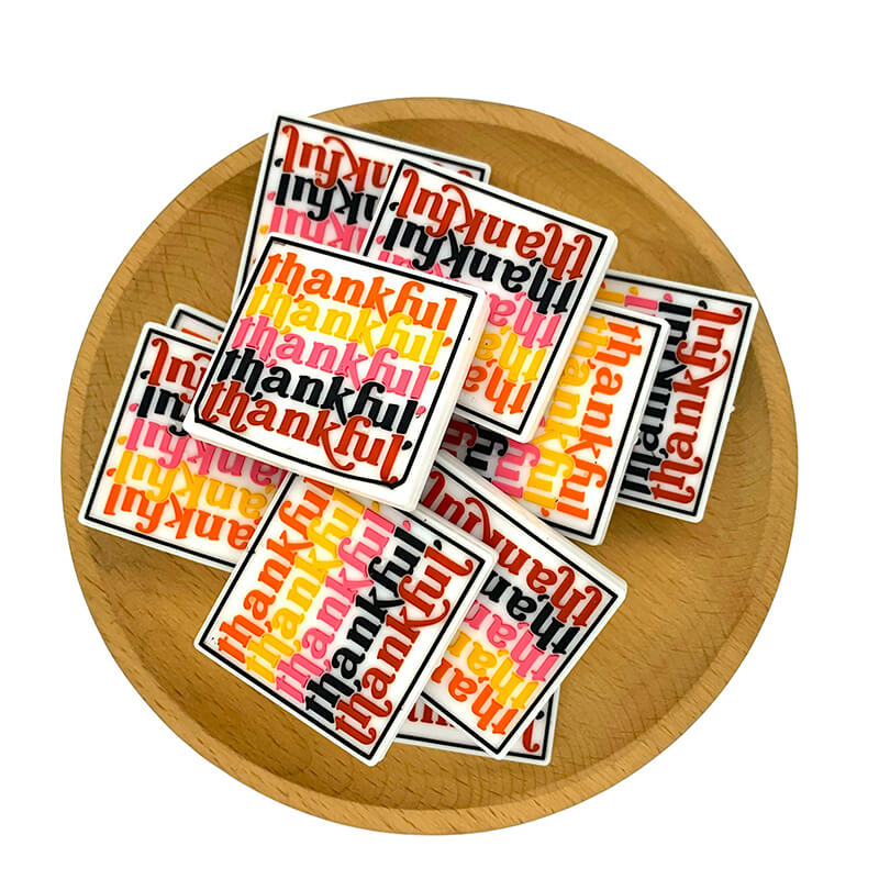 Silicone 3D Focal Beads Thanksgiving Thankful Lettering Large Size 2
