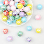 Marbled Pattern Acrylic Round Beads 16mm 50pcs