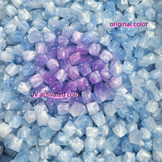 Glitter Photochromic Octagonal Resin Beads 10mm Color Changing 20pcs