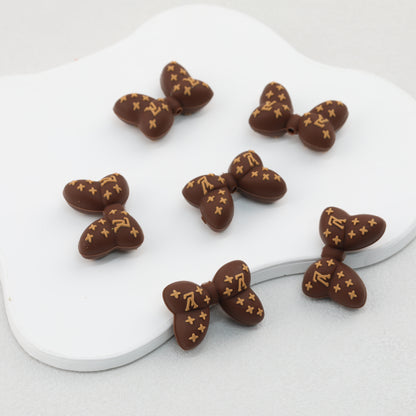 3D Brown Bow Silicone Focal Beads Decorative Pattern 20pcs 2