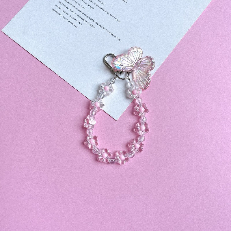 Acrylic Flower Laser Butterfly Beaded Keychain Translucent Colorful 8