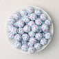 15mm Printed Silicone Beads with Nurse Ambulance and Floral Designs 50pcs - Flamingo
