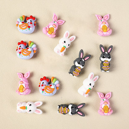 Silicone 3D Focal Beads Easter Bunny Chick Easter Egg Rabbit 20Pcs 12