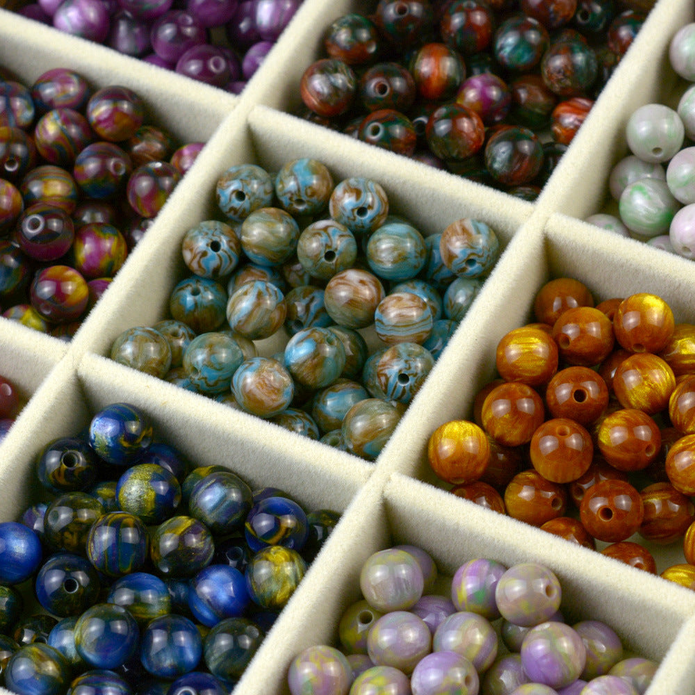 Resin Round Beads 8mm 10mm Starry Lacquer Effect 100pcs 3