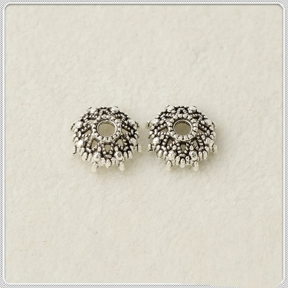 Alloy Sunflower Bead Caps 9mm 11mm 13mm Hollow Tibetan Style 200pcs 2