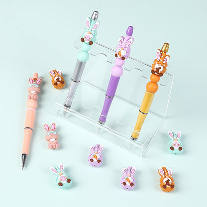 Silicone 3D Focal Beads Easter Bunny Wearing Glasses 20pcs 11
