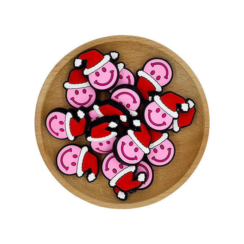 Silicone Focal Beads Christmas Smile Santa Hat 20pcs 7
