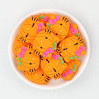 Halloween Bow Pumpkin Silicone Focal Beads Orange Pink 20pcs