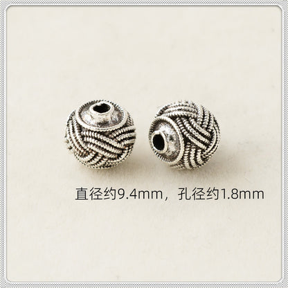 Flower Metal Beads Woven Antique Silver Tone 50pcs 7