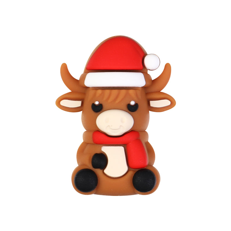 3D Christmas Silicone Focal Beads Holiday Characters Assortment 20pcs 20