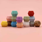 18mm Faceted Silicone Beads Colorful Geometric Shape 50pcs