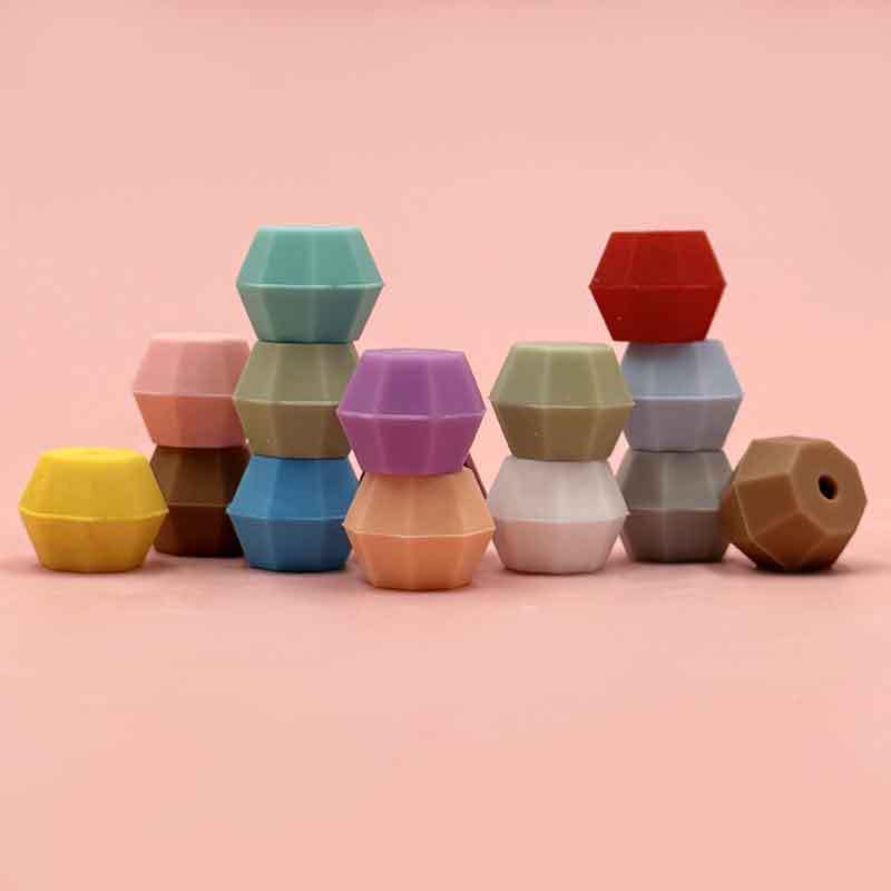 18mm Faceted Silicone Beads Colorful Geometric Shape 50pcs