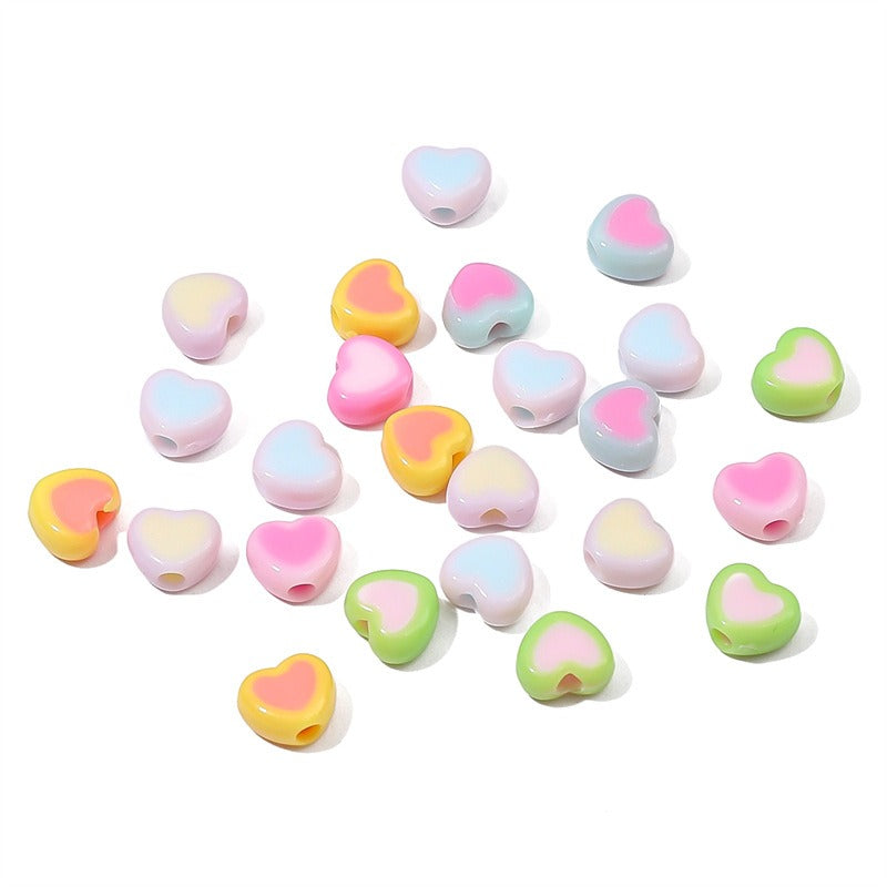 Colorful Heart Acrylic Beads 8x7mm Pastel Mixed 60pcs 5