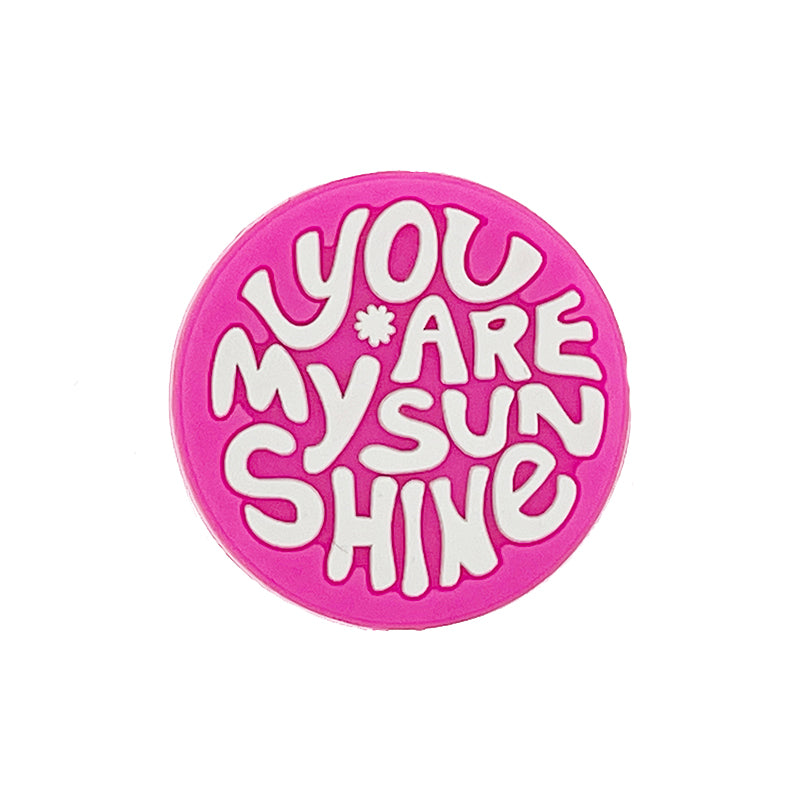 Silicone Focal Beads You Are My Sunshine Circle Badge 20pcs 3