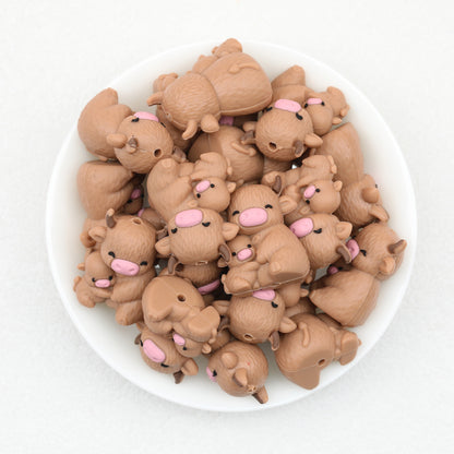 3D Parent Child Cow Silicone Focal Beads 20 pcs 2