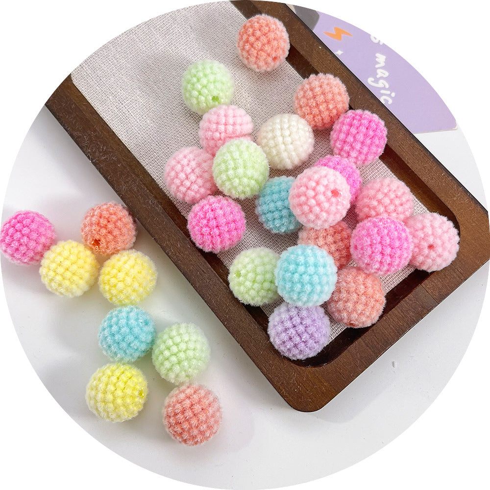 20mm Bubblegum Acrylic Flocked Beads Soft Texture 50pcs 5