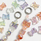 Transparent Bow Knot Acrylic Beads 14x26mm Iridescent 50pcs 2